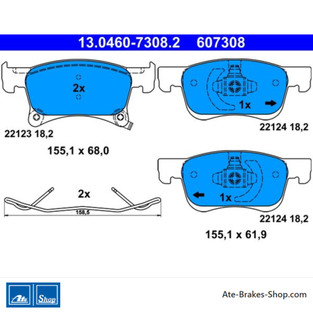ATE originale Bremsbeläge (13046073082) für Opel