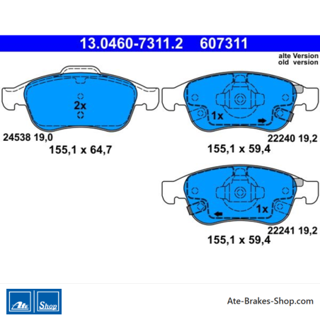 ATE originele remblokken (13046073112) voor Fiat, Jeep