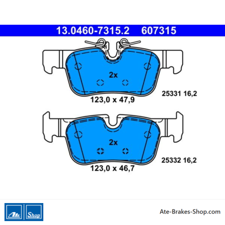 ATE original brake pads (13046073152) for BMW, Mini