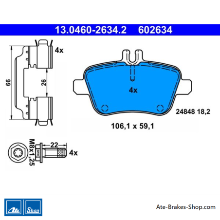 ATE plaquettes de frein d’origine (13046026342) pour Mercedes-Benz