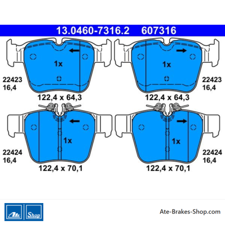 ATE original brake pads (13046073162) for Mercedes-Benz
