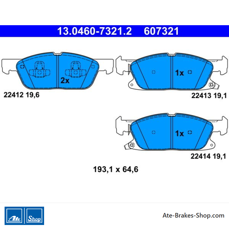 ATE originale Bremsbeläge (13046073212) für Ford