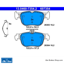 ATE originele remblokken (13046073542) voor Audi, Cupra, Ford, Seat, Skoda, Volkswagen (VW)