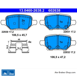 ATE originalen Bremsbeläge (13046026382) für Chevrolet, Opel