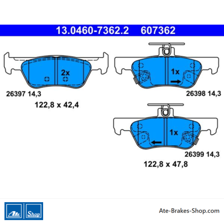 ATE original brake pads (13046073622) for Honda