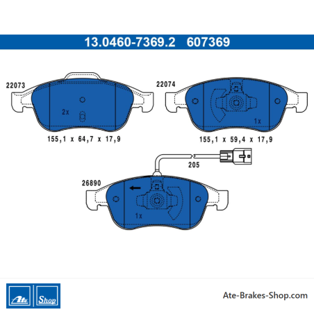 ATE plaquettes de frein d’origine (13046073692) pour Mercedes-Benz