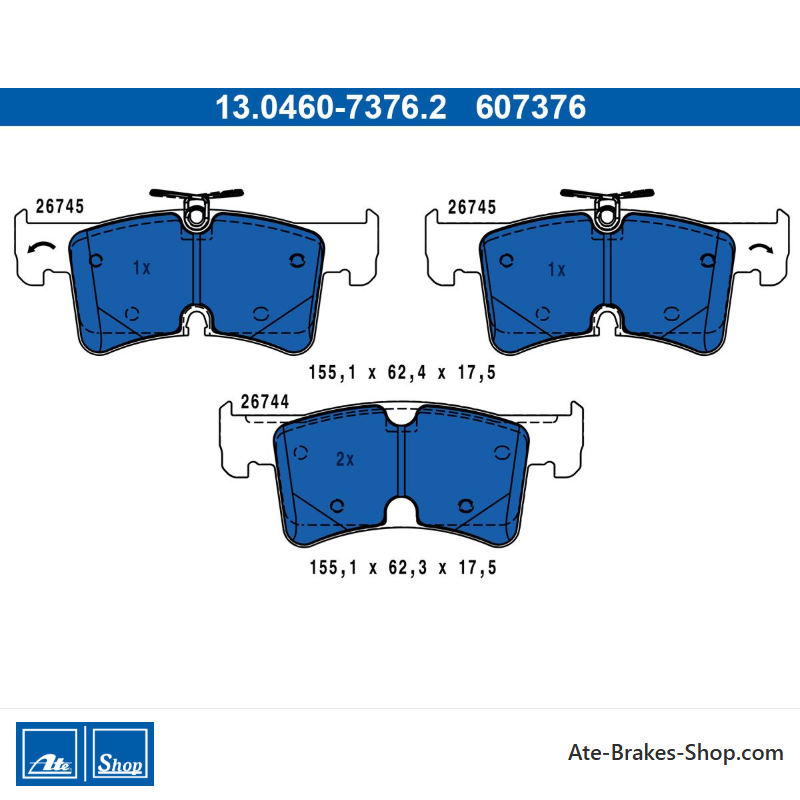 ATE pastillas de freno originales (13046073762) para Volkswagen (VW)