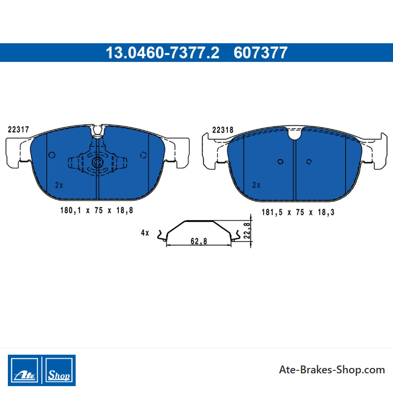 ATE original brake pads (13046073772) for Volvo