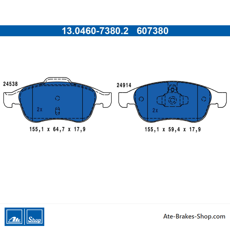 ATE plaquettes de frein d’origine (13046073802) pour Dacia, Mitsubishi, Nissan, Renault