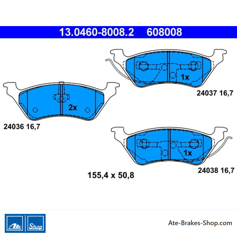 ATE original brake pads (13046080082) for Chrysler