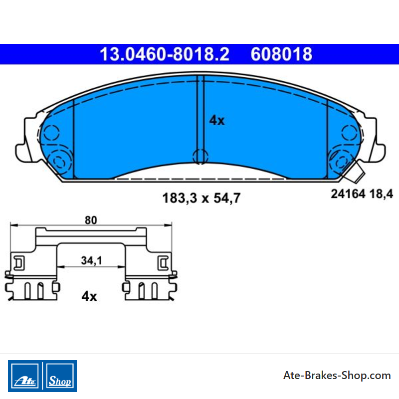 ATE originele remblokken (13046080182) voor Chrysler, Lancia