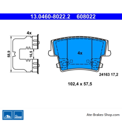 ATE plaquettes de frein d’origine (13046080222) pour Chrysler