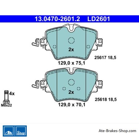 ATE original ceramic brake pads (13047026012) for BMW, Mini, Toyota