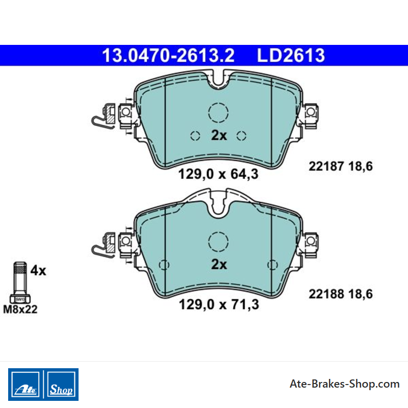 ATE pastillas de freno cerámicas originales (13047026132) para BMW y Mini