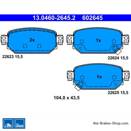 ATE plaquettes de frein d’origine (13046026452) pour Mazda