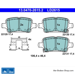 ATE original ceramic brake pads (13047026152) for Opel