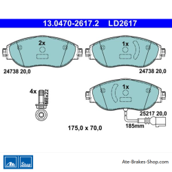 ATE originale Keramikbremsbeläge (13047026172) für Audi, Cupra, Seat, Skoda, Volkswagen (VW)