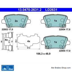 ATE original ceramic brake pads (13047026312) for Opel