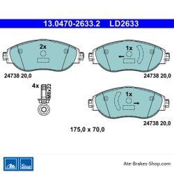 ATE original ceramic brake pads (13047026332) for Audi, Volkswagen (VW)