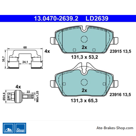 ATE plaquettes de frein en céramique d’origine (13047026392) pour BMW