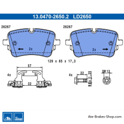 ATE original ceramic brake pads (13047026502) for Audi, Volkswagen (VW)