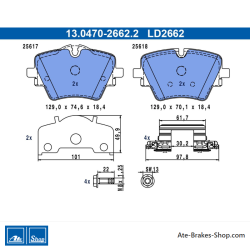 ATE originele keramische remblokken (13047026622) voor BMW, Mini