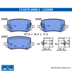 ATE original ceramic brake pads (13047026692) for Hyundai, Kia