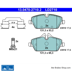 ATE original ceramic brake pads (13047027102) for BMW, Mini