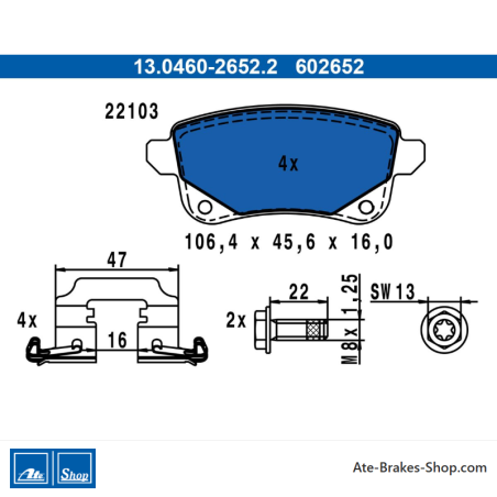 ATE originale Bremsbeläge (13046026522) für Renault