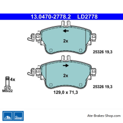 ATE original ceramic brake pads (13047027782) for Mercedes-Benz