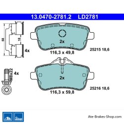 ATE original ceramic brake pads (13047027812) for Mercedes-Benz