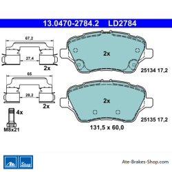 ATE plaquettes de frein en céramique d’origine (13047027842) pour Ford