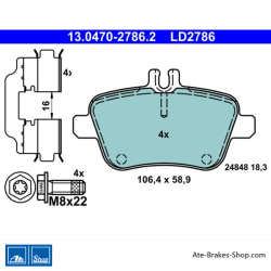 ATE plaquettes de frein en céramique d’origine (13047027862) pour Mercedes-Benz
