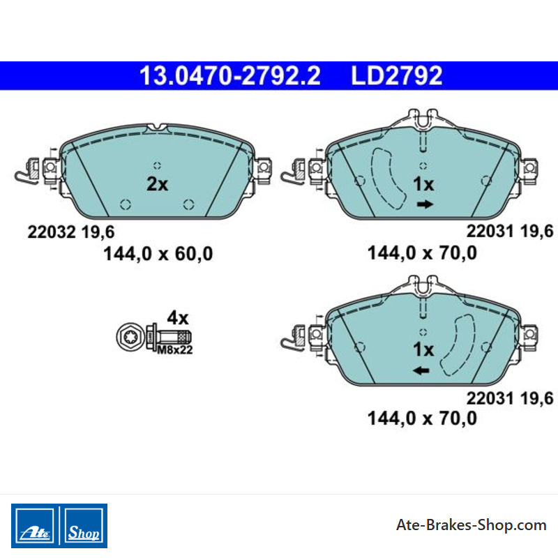 ATE originele keramische remblokken (13047027922) voor Mercedes-Benz