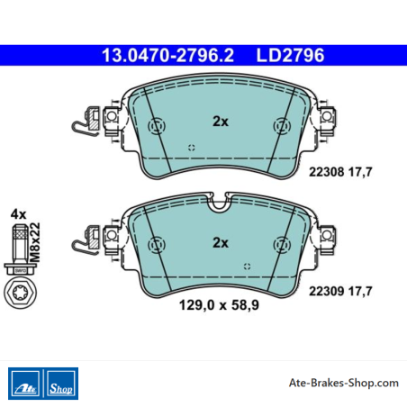 ATE pastillas de freno cerámicas originales (13047027962) para Audi, Volkswagen (VW)