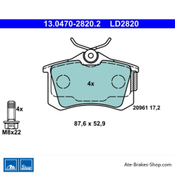 ATE plaquettes de frein en céramique d’origine (13047028202) pour Audi, Citroën, Peugeot, Seat, Skoda, Volkswagen (VW)