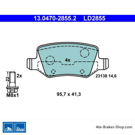 ATE original ceramic brake pads (13047028552) for Mercedes-Benz