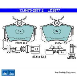 ATE plaquettes de frein en céramique d’origine (13047028772) pour Seat, Volkswagen (VW)