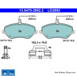 ATE pastillas de freno cerámicas originales (13047028922) para Citroën, Peugeot