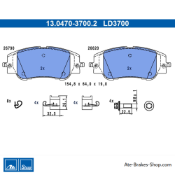 ATE pastillas de freno cerámicas originales (13047037002) para Citroën, Opel y Peugeot