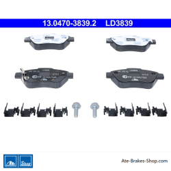ATE plaquettes de frein en céramique d’origine (13047038392) pour Opel