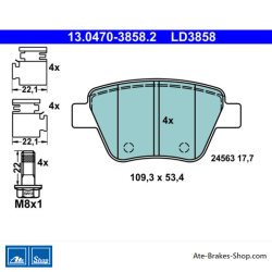 ATE originale keramische Bremsbeläge (13047038582) für Audi, Seat, Skoda, Volkswagen (VW)