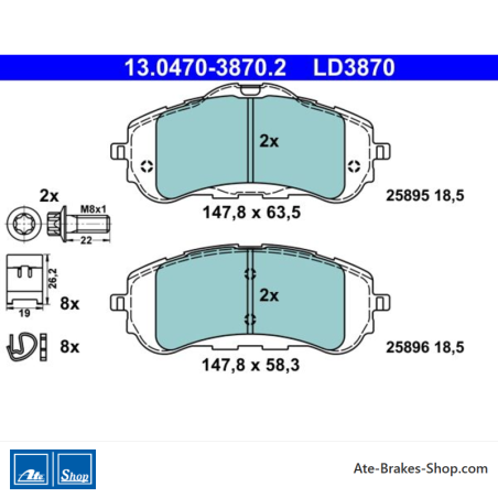 ATE plaquettes de frein en céramique d’origine (13047038702) pour Citroën, Opel, Peugeot