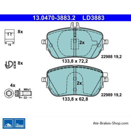 ATE originalen keramischen Bremsbelägen (13047038832) für Mercedes-Benz