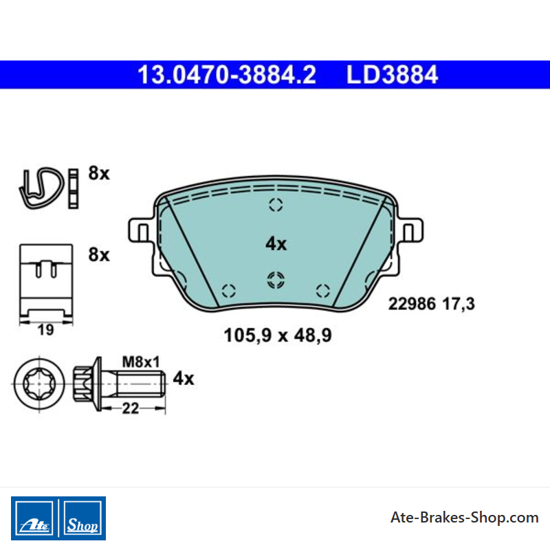 ATE originele keramische remblokken (13047038842) voor Mercedes-Benz