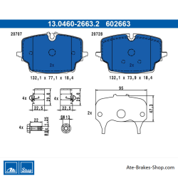 ATE original brake pads (13046026632) for BMW, Mini
