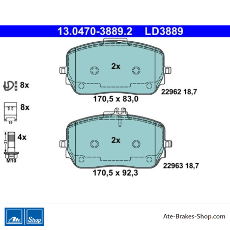 ATE pastillas de freno cerámicas originales (13047038892) para Mercedes-Benz