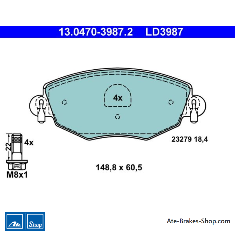ATE plaquettes de frein en céramique d’origine (13047039872) pour Ford, Jaguar