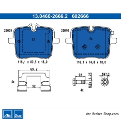 ATE originale Bremsbeläge (13046026662) für BMW