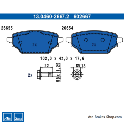 ATE originalen Bremsbeläge (13046026672) für Renault